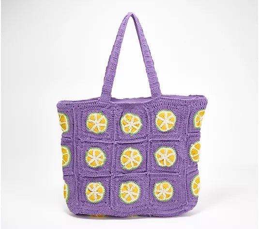 Embellished & Crocheted Zip Top Tote