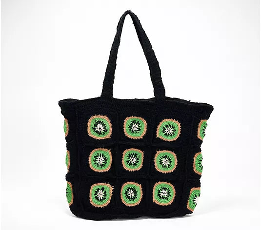 Embellished & Crocheted Zip Top Tote